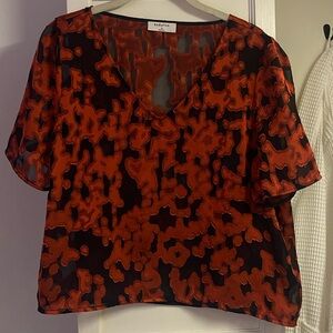 Babaton Aritzia Red and Dark Blue Sheer Top